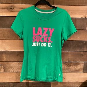 Nike- Athletic Dri Fit Tshirt- Green/Pink/White- Size Medium